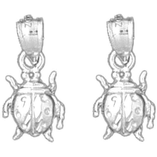 Sterling Silver 17mm Ladybug Earrings