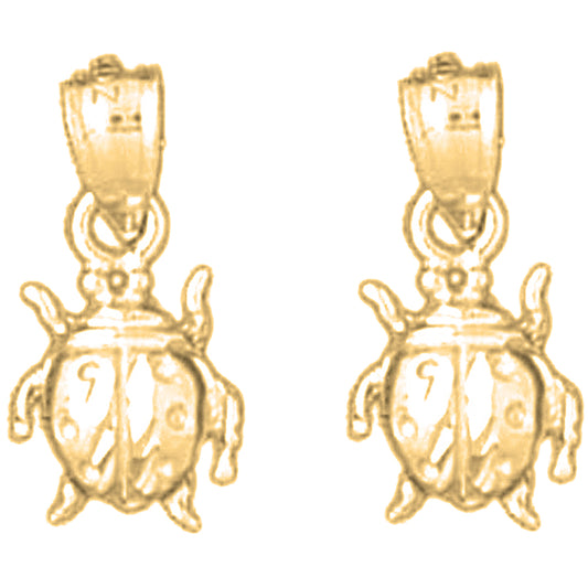 Yellow Gold-plated Silver 17mm Ladybug Earrings