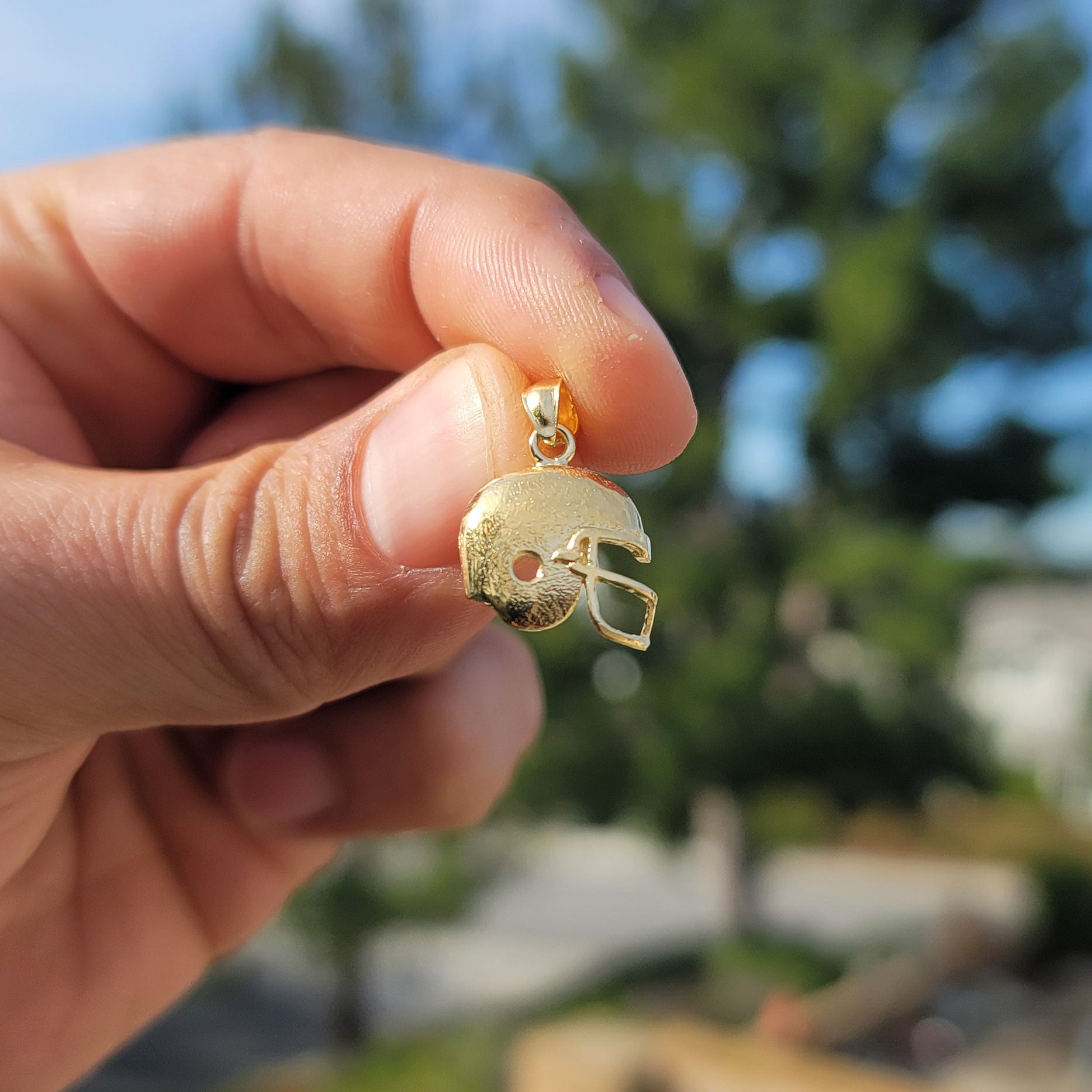 14K or 18K Gold Football Helmet Pendant