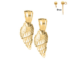 Sterling Silver 26mm Conch Shell Earrings (White or Yellow Gold Plated)