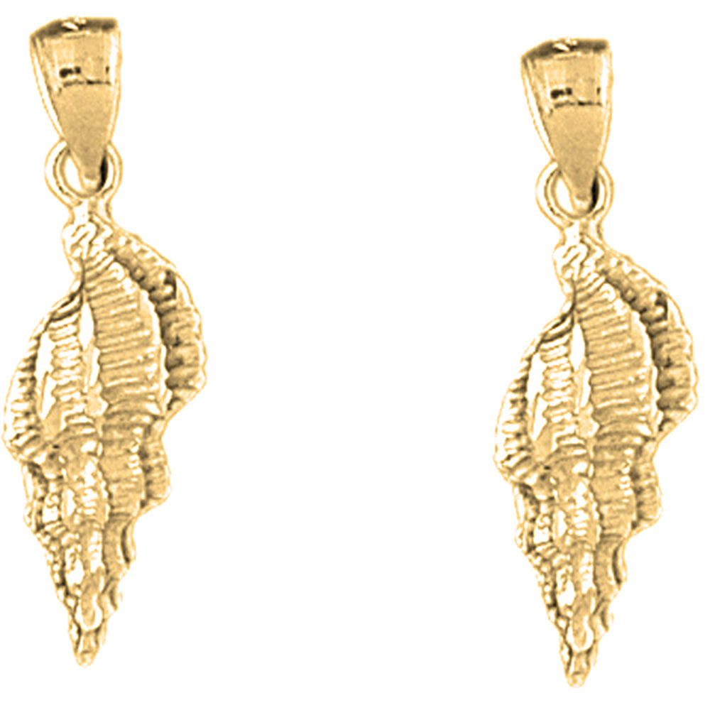 Yellow Gold-plated Silver 26mm Conch Shell Earrings