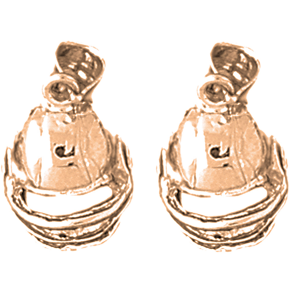 14K or 18K Gold 18mm Football Helmet Earrings