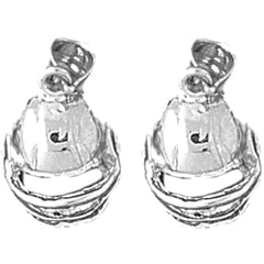 Sterling Silver 18mm Football Helmet Earrings