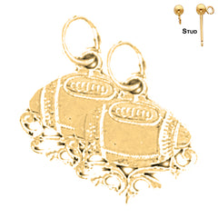 18 mm große Fußball-Ohrringe aus Sterlingsilber (weiß- oder gelbvergoldet)