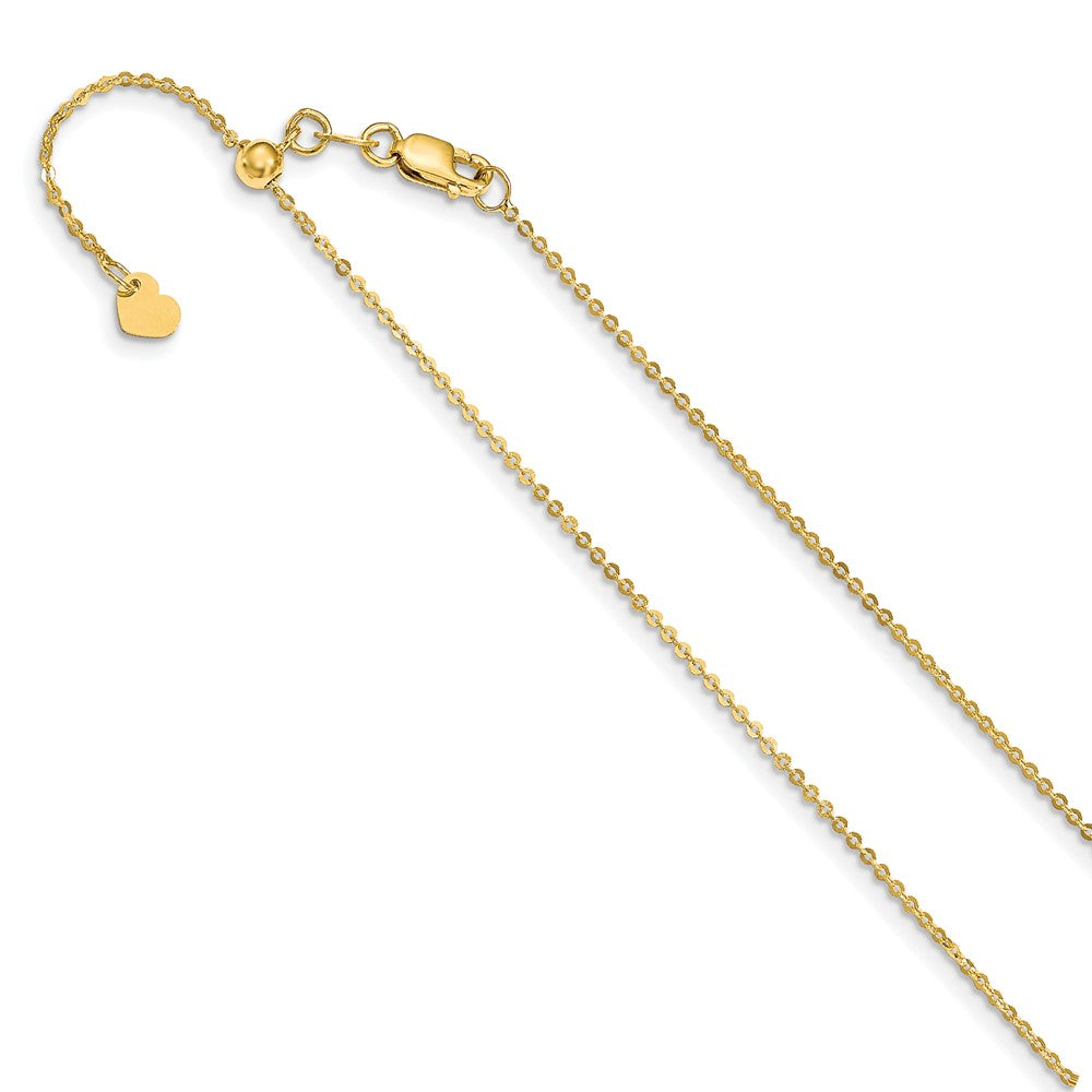 14K Yellow Gold Adjustable 1.2mm Flat Cable Chain