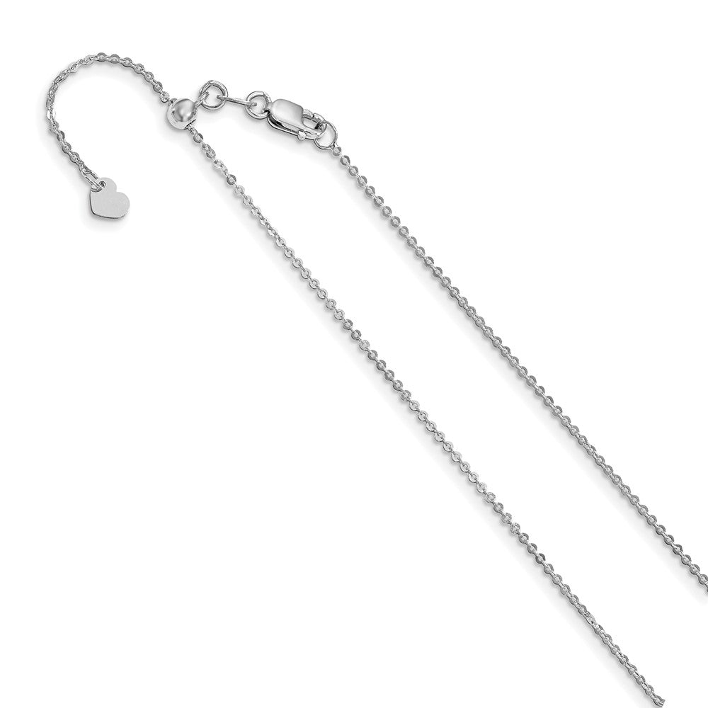 14K White Gold Adjustable 1.2mm Flat Cable Chain