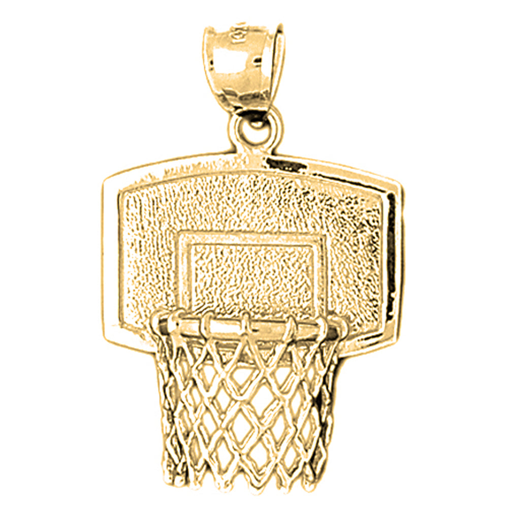 10K, 14K or 18K Gold Basketball Basket Pendant