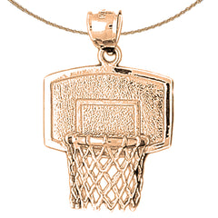 10K, 14K or 18K Gold Basketball Basket Pendant