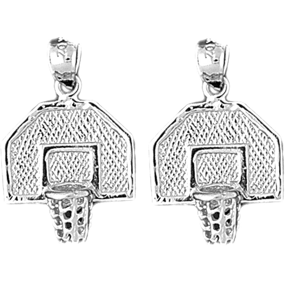 Sterling Silver 25mm Basketball Basket Earrings