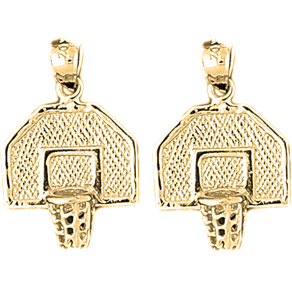 Yellow Gold-plated Silver 25mm Basketball Basket Earrings