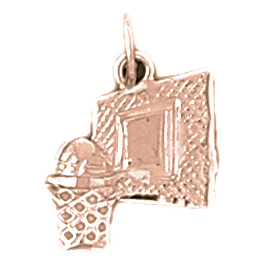 14K or 18K Gold Basketball Basket Pendant