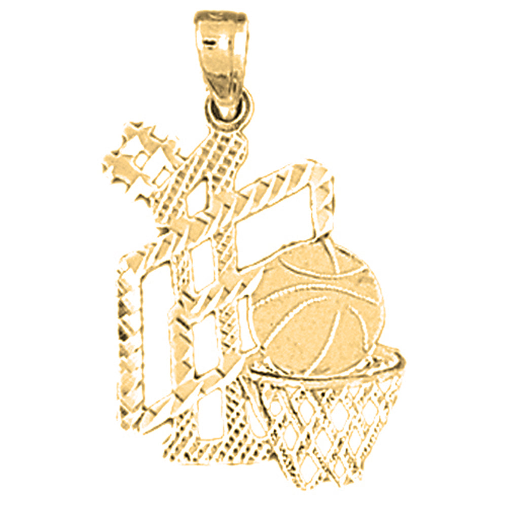 14K or 18K Gold Basketball Basket Pendant