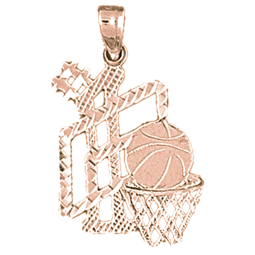 14K or 18K Gold Basketball Basket Pendant