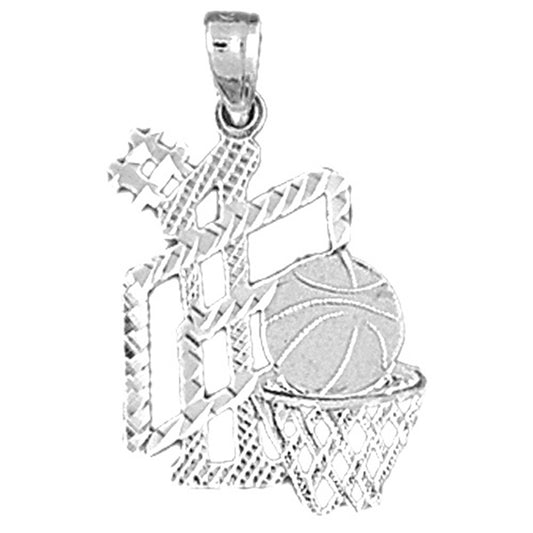 14K or 18K Gold Basketball Basket Pendant