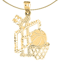 14K or 18K Gold Basketball Basket Pendant