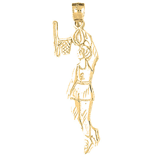 10K, 14K or 18K Gold Basketball Player Pendant