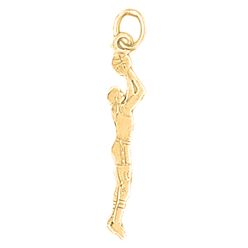 14K or 18K Gold Basketball Player Pendant