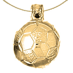 Colgante de balón de fútbol 3D de oro de 10 K, 14 K o 18 K