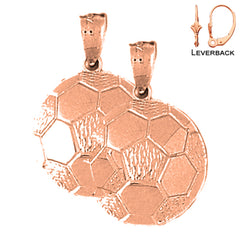 Pendientes de balón de fútbol de oro de 14K o 18K