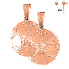 Pendientes de balón de fútbol de oro de 14K o 18K