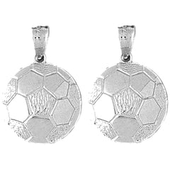 Sterling Silver 21mm Soccer Ball Earrings