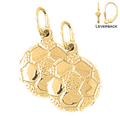 Pendientes de balón de fútbol de plata de ley de 18 mm (chapados en oro blanco o amarillo)