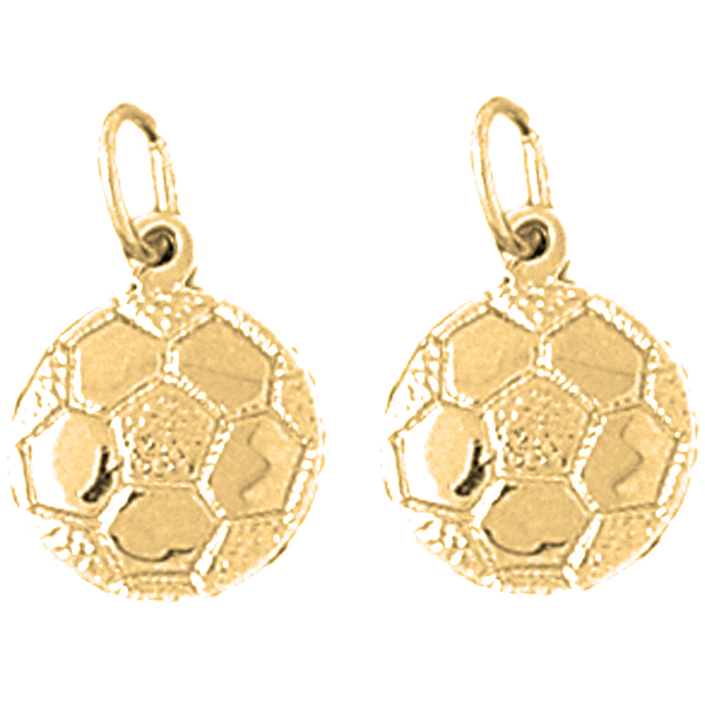 Yellow Gold-plated Silver 18mm Soccer Ball Earrings