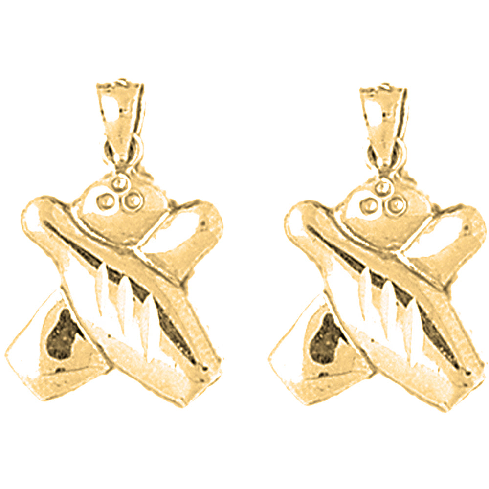 Yellow Gold-plated Silver 22mm Bowling Pin And Ball Earrings