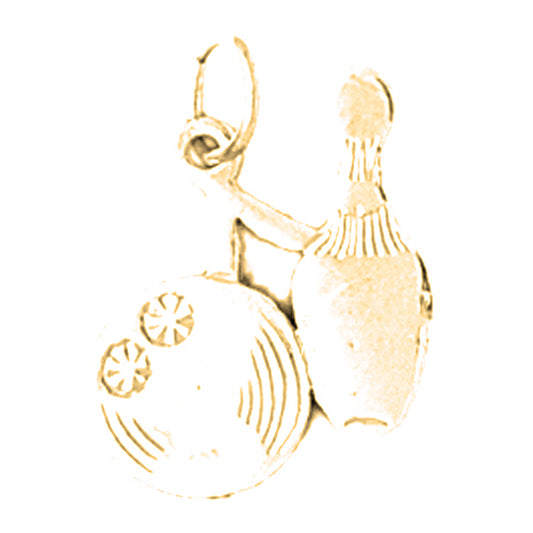14K or 18K Gold Bowling Pin And Ball Pendant