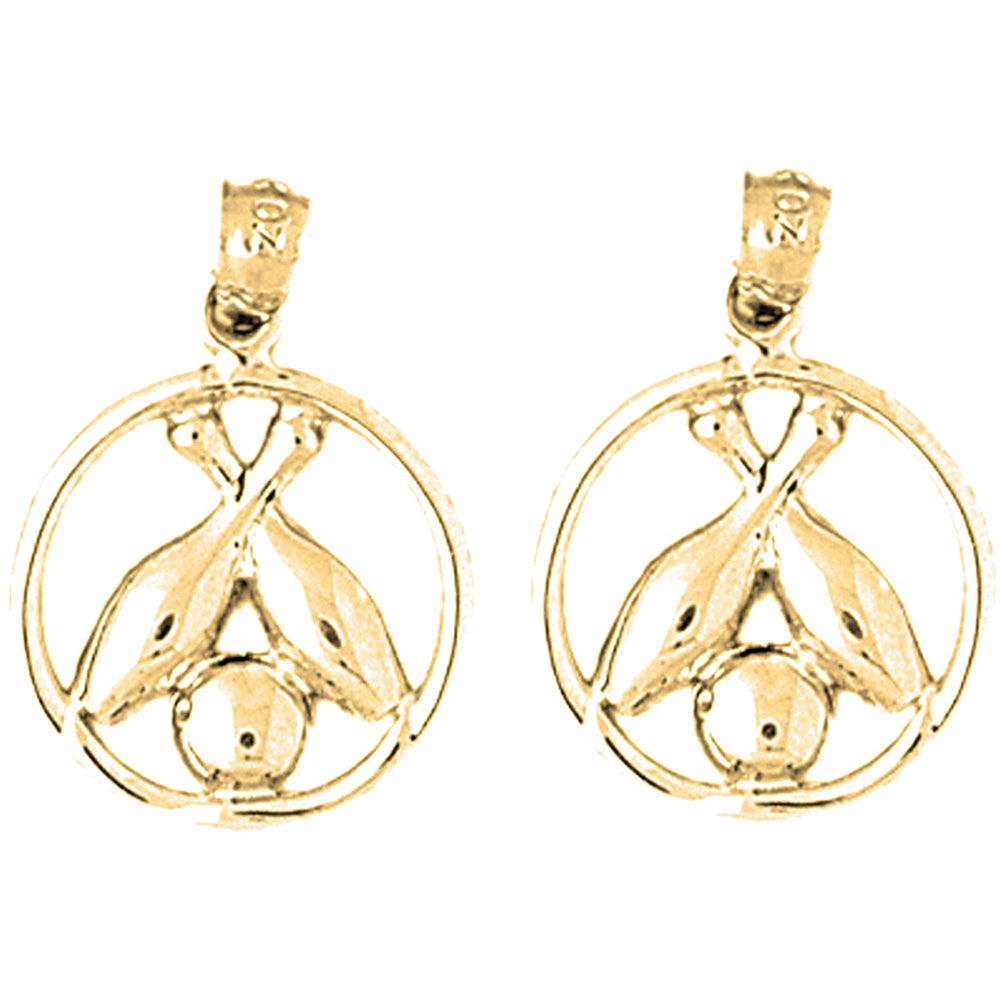 Yellow Gold-plated Silver 22mm Bowling Pin And Ball Earrings