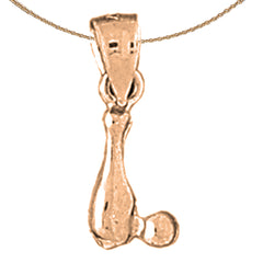 14K or 18K Gold 3D Bowling Pin And Ball Pendant