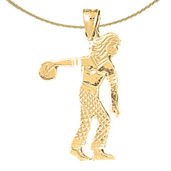 14K or 18K Gold Bowling Player Pendant