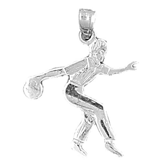 14K or 18K Gold Bowling Player Pendant