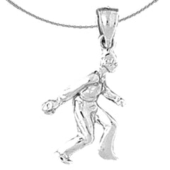 14K or 18K Gold Bowling Player Pendant