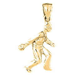 14K or 18K Gold Bowling Player Pendant