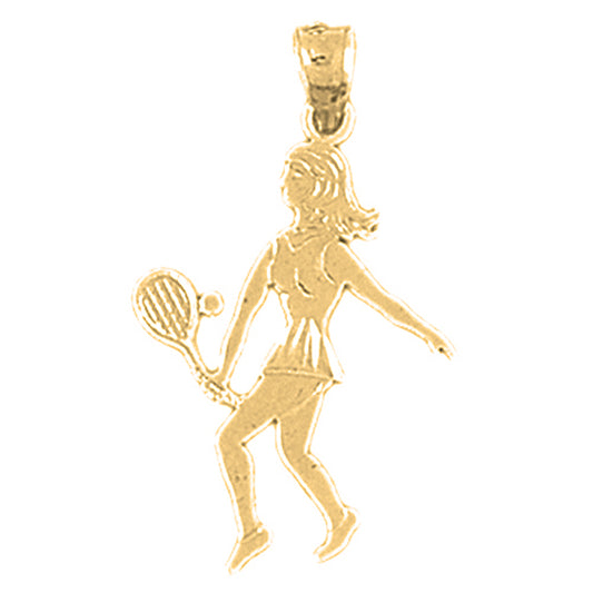 14K or 18K Gold Tennis Player Pendant