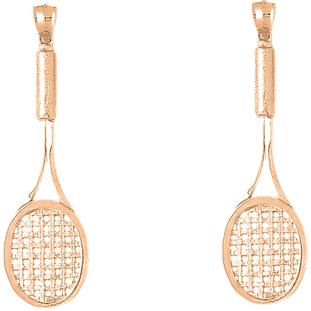 14K or 18K Gold 66mm Tennis Racquets Earrings