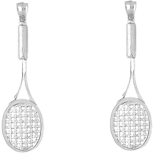 Sterling Silver 66mm Tennis Racquets Earrings