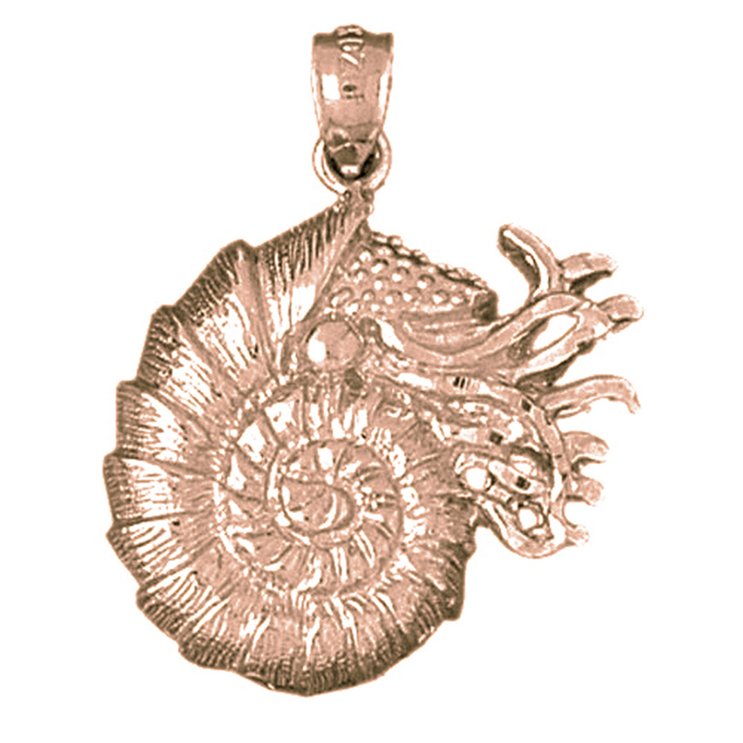 10K, 14K or 18K Gold Nautilus Shell Pendant