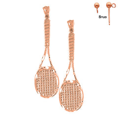 Pendientes de Raquetas de Tenis de Oro de 14K o 18K