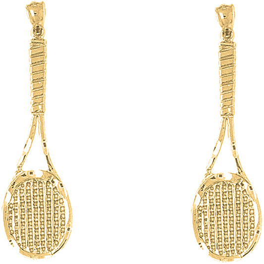 Yellow Gold-plated Silver 50mm Tennis Racquets Earrings