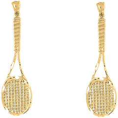 Yellow Gold-plated Silver 50mm Tennis Racquets Earrings