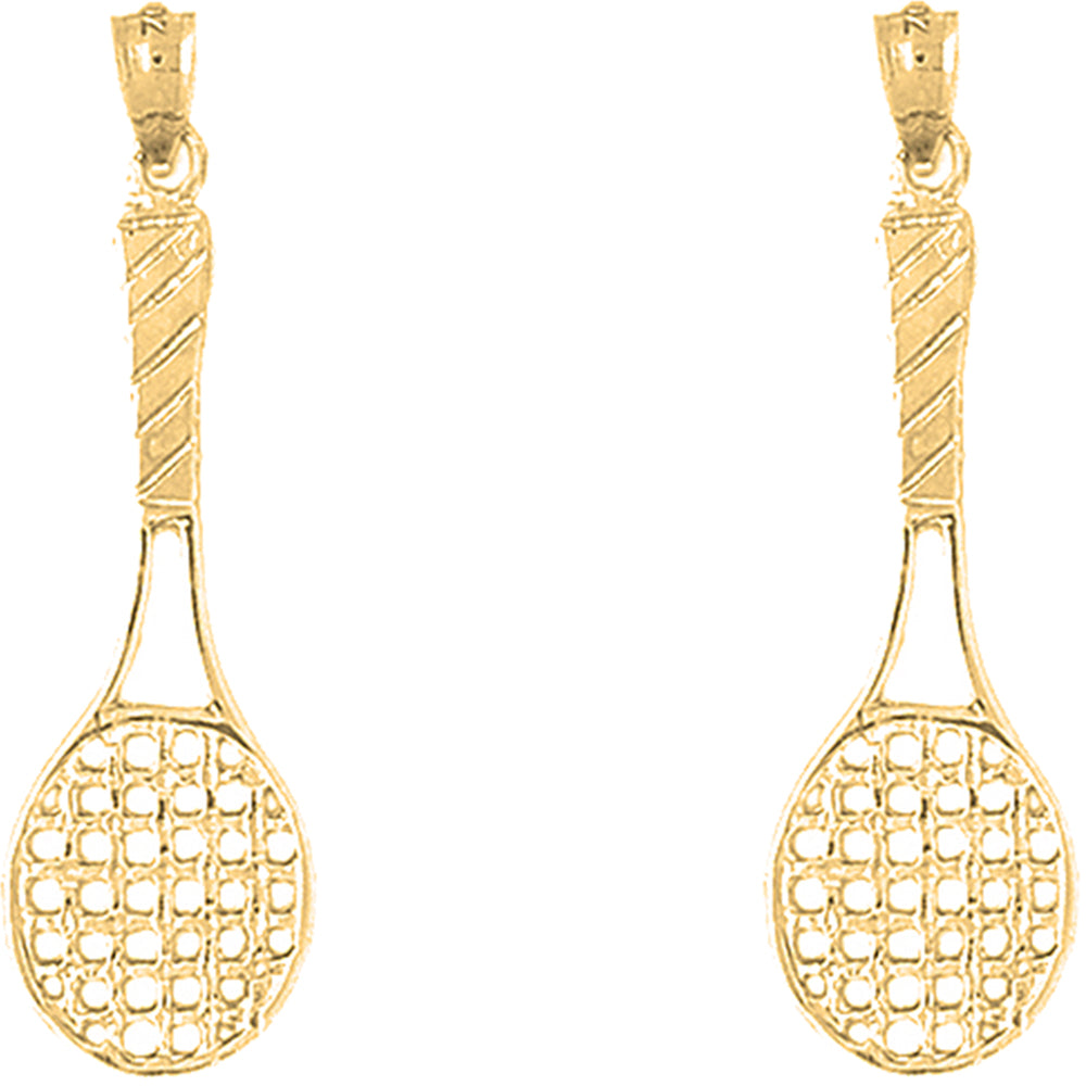 Yellow Gold-plated Silver 44mm Tennis Racquets Earrings