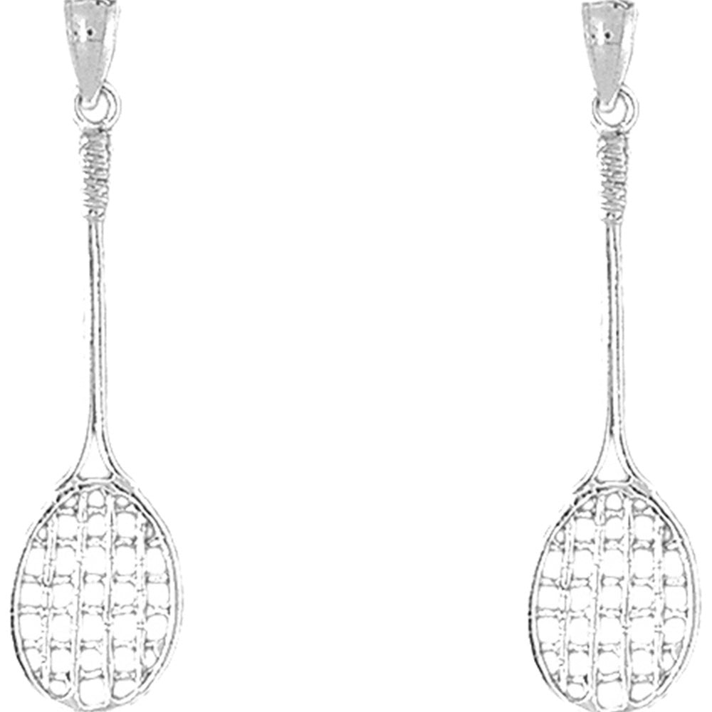 Sterling Silver 44mm Tennis Racquets Earrings