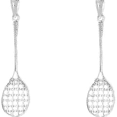 Sterling Silver 44mm Tennis Racquets Earrings