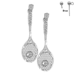 Pendientes de Raquetas de Tenis de Oro de 14K o 18K