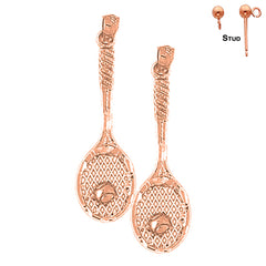 Pendientes de Raquetas de Tenis de Oro de 14K o 18K