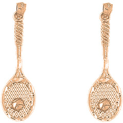 14K or 18K Gold 39mm Tennis Racquets Earrings