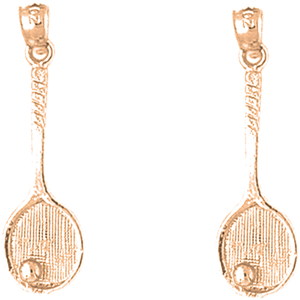 14K or 18K Gold 30mm Tennis Racquets Earrings