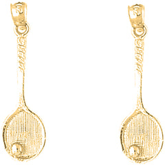 Yellow Gold-plated Silver 30mm Tennis Racquets Earrings